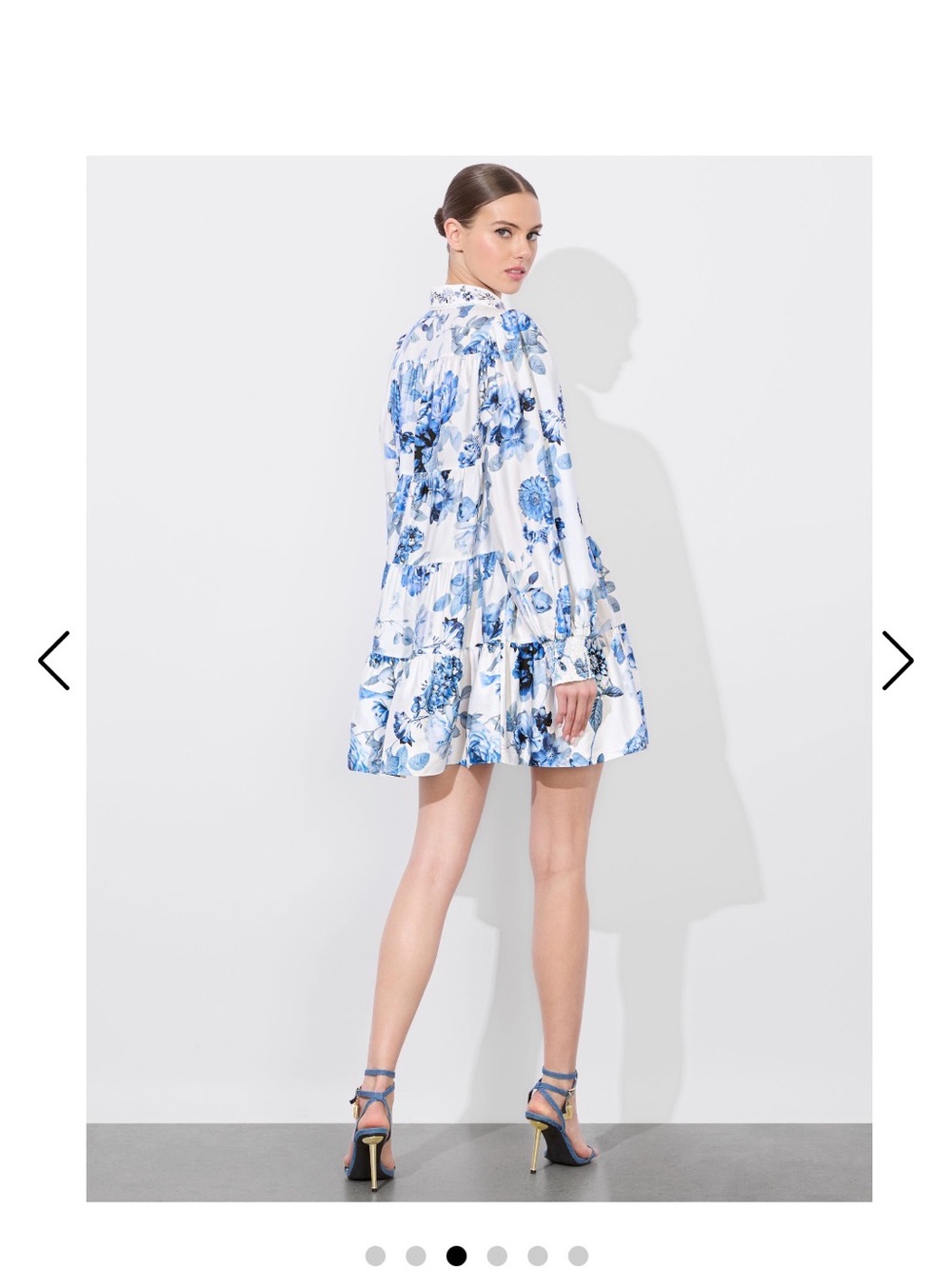 Blue Floral Tiered Mini Dress - Women's